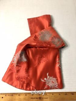 Super Rare Vintage Japanese Knot Bag 1950's To 1960's Redish Orange Geisha