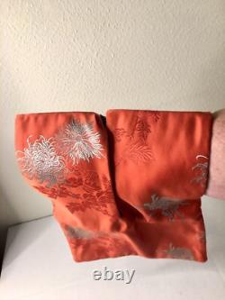 Super Rare Vintage Japanese Knot Bag 1950's To 1960's Redish Orange Geisha