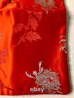 Super Rare Vintage Japanese Knot Bag 1950's To 1960's Redish Orange Geisha