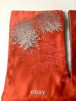 Super Rare Vintage Japanese Knot Bag 1950's To 1960's Redish Orange Geisha