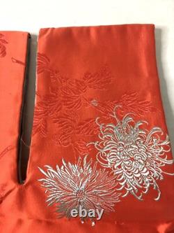 Super Rare Vintage Japanese Knot Bag 1950's To 1960's Redish Orange Geisha