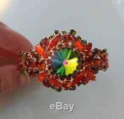Super Rare Vintage Juliana D&E Rhinestone Glass Rivoli Clamper Bracelet