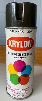 Super Rare Vintage Krylon O. D. Khaki 2301 Paper Label Spray Paint Can Olive Drab