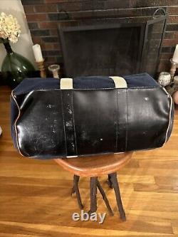 Super Rare Vintage L. L. Bean Blue Canvas Leather Duffle Bag Travel Weekender 70's