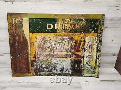 Super Rare Vintage LIME COLA Soda Sign From the Late 20's Patina VHF Embossed