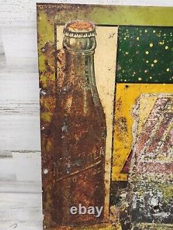 Super Rare Vintage LIME COLA Soda Sign From the Late 20's Patina VHF Embossed