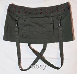 Super Rare Vintage Lip Service Green Mini Skirt with Bondage Straps & Eyelets 7