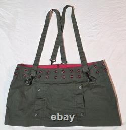 Super Rare Vintage Lip Service Green Mini Skirt with Bondage Straps & Eyelets 7