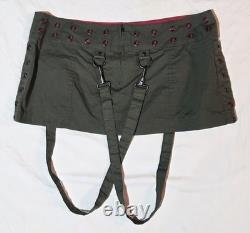Super Rare Vintage Lip Service Green Mini Skirt with Bondage Straps & Eyelets 7