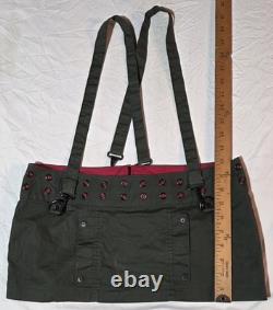 Super Rare Vintage Lip Service Green Mini Skirt with Bondage Straps & Eyelets 7