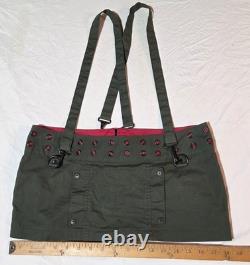 Super Rare Vintage Lip Service Green Mini Skirt with Bondage Straps & Eyelets 7