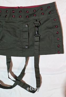 Super Rare Vintage Lip Service Green Mini Skirt with Bondage Straps & Eyelets 7