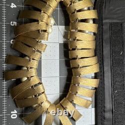 Super Rare Vintage Marvella Gold Matte Statement Necklace, Faux Pearls