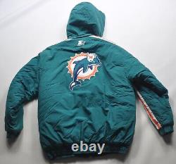 Super Rare Vintage Miami Dolphins Starter Jacket Size Medium Hooded