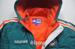 Super Rare Vintage Miami Dolphins Starter Jacket Size Medium Hooded