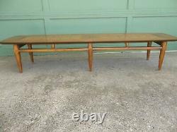 Super Rare Vintage Mid Century Lane Burl Inlaid 70 Surfboard Coffee Table 1954