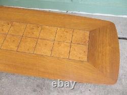 Super Rare Vintage Mid Century Lane Burl Inlaid 70 Surfboard Coffee Table 1954