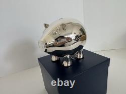Super Rare Vintage Mikimoto 925 SS Silver Piggy Bank 5 Long New With Box(has cut)