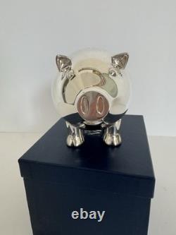Super Rare Vintage Mikimoto 925 SS Silver Piggy Bank 5 Long New With Box(has cut)