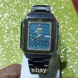 Super Rare Vintage Orient Watch Automatic D/D Steel Watch Unique Dial Japan Made