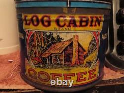 Super Rare Vintage Original Log Cabin Shaffer Stores Coffee Can Super Rare Vintage Original Log Cabin Shaffer Stores Coffee Can
