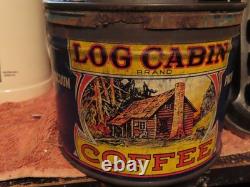 Super Rare Vintage Original Log Cabin Shaffer Stores Coffee Can Super Rare Vintage Original Log Cabin Shaffer Stores Coffee Can
