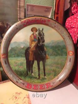 Super Rare Vintage Original Rainier Brewery Cowgirl Horse Beer Tray