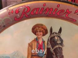 Super Rare Vintage Original Rainier Brewery Cowgirl Horse Beer Tray
