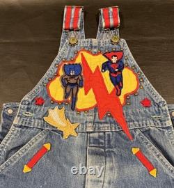 Super Rare Vintage Osh Kosh Superman Batman Flash Little Editions Overall Kids