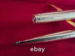 Super Rare Vintage Parker 75 Gold Grid Fountain Pen & Mechanical Pencil SetNOS