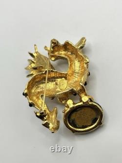 Super Rare! Vintage Pauline Rader Dragon Cabochon Pave Rhinestone Large Brooch Super Rare! Vintage Pauline Rader Dragon Cabochon Pave Rhinestone Large Brooch