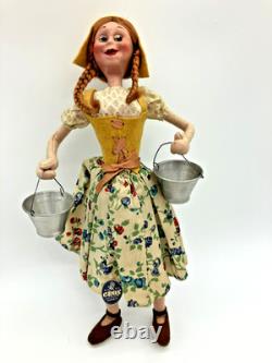 Super Rare Vintage Pedro Gros Doll Madrid Spain Young Woman Carrying Pails 13