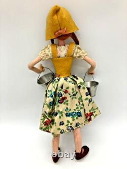 Super Rare Vintage Pedro Gros Doll Madrid Spain Young Woman Carrying Pails 13