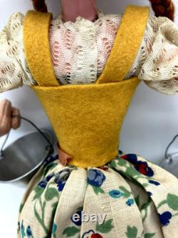 Super Rare Vintage Pedro Gros Doll Madrid Spain Young Woman Carrying Pails 13