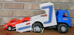 Super Rare Vintage Processed Plastics Drag Team Race Car Hauler with Corvette