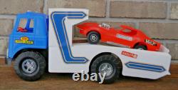Super Rare Vintage Processed Plastics Drag Team Race Car Hauler with Corvette
