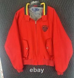 Super Rare Vintage Ralph Lauren Polo Shield Logo Jacket Red Size Large