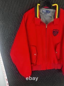 Super Rare Vintage Ralph Lauren Polo Shield Logo Jacket Red Size Large
