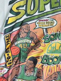 Super Rare Vintage Seattle Supersonics Salem Comic Series 90's T-shirt NBA