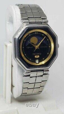 Super Rare Vintage Seiko 5 Moon Phase 6347-5000 Automatic Watch