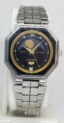 Super Rare Vintage Seiko 5 Moon Phase 6347-5000 Automatic Watch