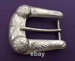 Super Rare Vintage Signed Newman's Sterling Silver Western Ranger Belt Buckle