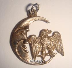 Super Rare Vintage Silver Double Sided USA Eagle 1969 Moon Landing Charm