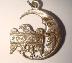 Super Rare Vintage Silver Double Sided USA Eagle 1969 Moon Landing Charm