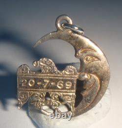 Super Rare Vintage Silver Double Sided USA Eagle 1969 Moon Landing Charm
