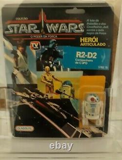 Super Rare Vintage Star Wars 1988 Brazil Glasslite R2-d2 Pop-up Saber Moc Sealed