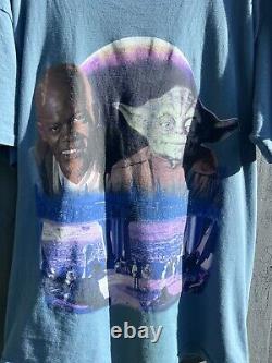 Super Rare Vintage Star Wars Episode One T-Shirt (Mace Windu And Yoda)