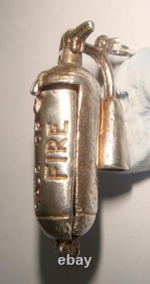 Super Rare Vintage Sterling Silver In Case Of Fire Extinguisher Hot Lady Charm
