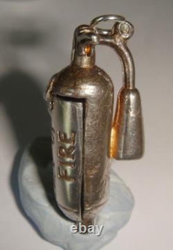 Super Rare Vintage Sterling Silver In Case Of Fire Extinguisher Hot Lady Charm