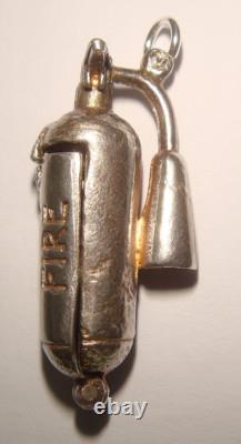 Super Rare Vintage Sterling Silver In Case Of Fire Extinguisher Hot Lady Charm